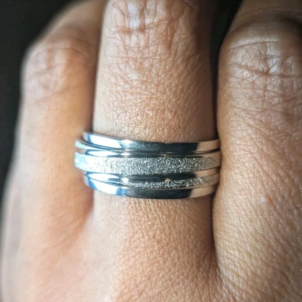Retro High Quality Luxury 925 Sterling Silver Frosted Men’s Fidget Spinner Ring9